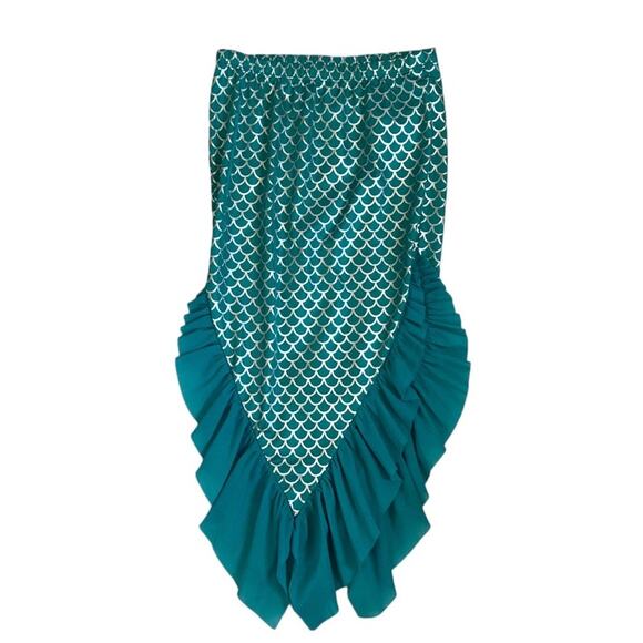 Cat & Jack Girls Turquoise Silver Mermaid Tail Skirt Size Small 6/6X - Picture 1 of 3